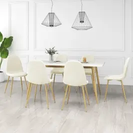 Virtuves Krēsli, 6 Gab., Krēmbalts Samts Vidaxl
