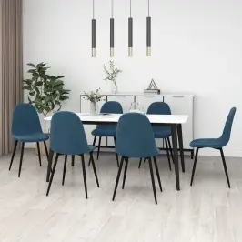 Virtuves Krēsli, 6 Gab., Zils Samts Vidaxl