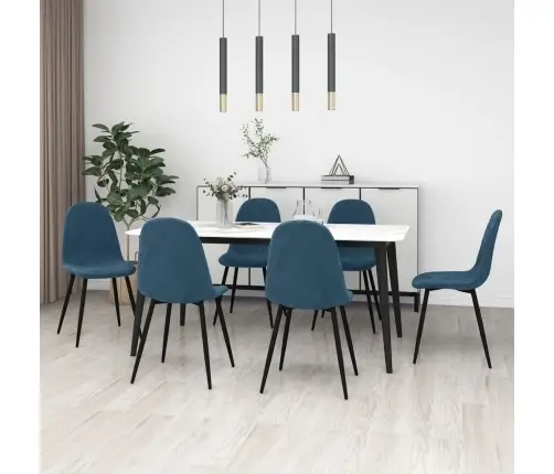 Virtuves Krēsli, 6 Gab., Zils Samts Vidaxl Virtuves Krēsli, 6 Gab., Zils Samts Vidaxl