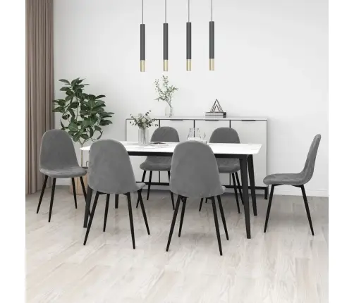 Valgomojo Kėdės, 6Vnt., Šviesiai Pilkos, Aksomas