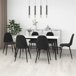 Virtuves Krēsli, 6 Gab., Melns Samts Vidaxl