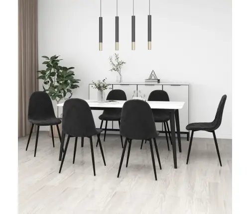 Virtuves Krēsli, 6 Gab., Melns Samts Vidaxl
