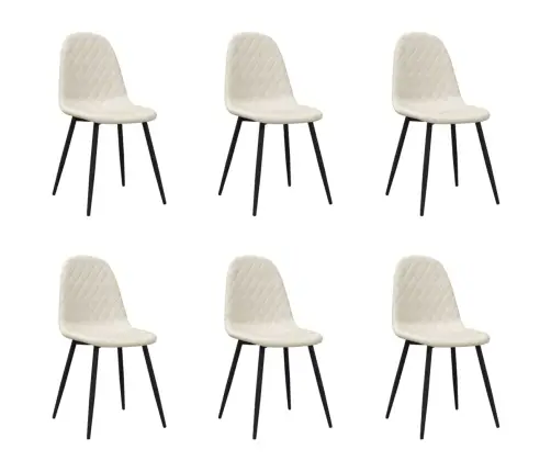 Valgomojo Kėdės, 6Vnt., Kreminės Baltos Spalvos, Aksomas