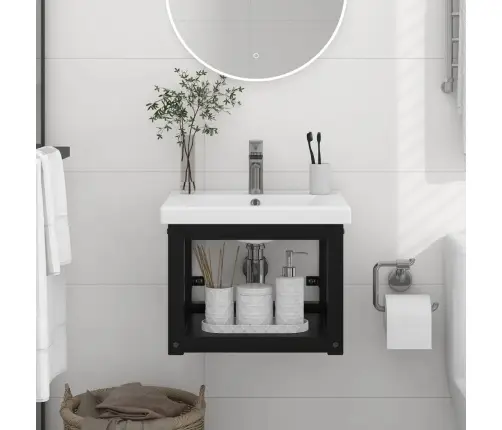 Vannasistabas Izlietnes Sienas Rāmis, Melns, 40X38X31Cm, Dzelzs Vidaxl