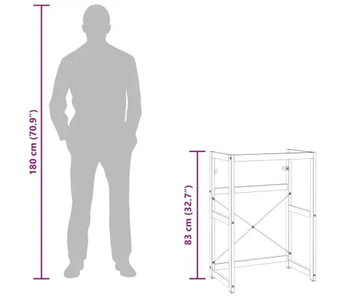 Vannasistabas Izlietnes Rāmis, Melns, 59X38X83 Cm, Dzelzs Vidaxl
