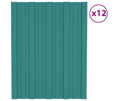 Katusepaneel 12 Tk, Tsingitud Terasest, Roheline, 60 X 45 Cm