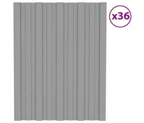 Jumta Paneļi, 36 Gab., Cinkots Tērauds, Pelēki, 60X45 Cm Vidaxl