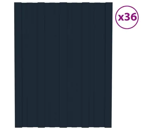 Katusepaneel 36 Tk, Tsingitud Terasest, Antratsiit, 60 X 45 Cm