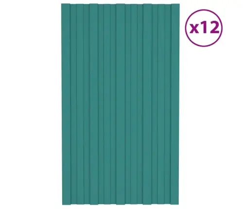 Katusepaneel 12 Tk, Tsingitud Terasest, Roheline, 80 X 45 Cm