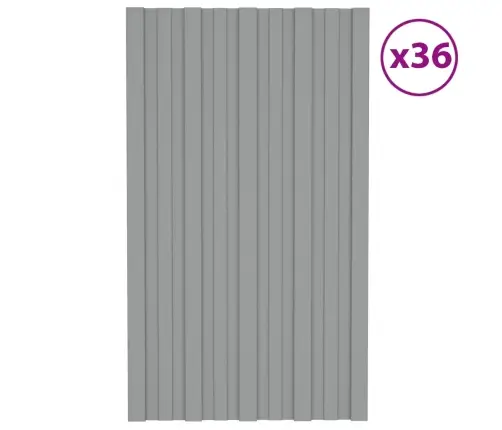 Jumta Paneļi, 36 Gab., Cinkots Tērauds, Pelēki, 80X45 Cm Vidaxl