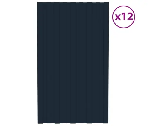 Katusepaneel 12 Tk, Tsingitud Terasest, Antratsiit, 80 X 45 Cm