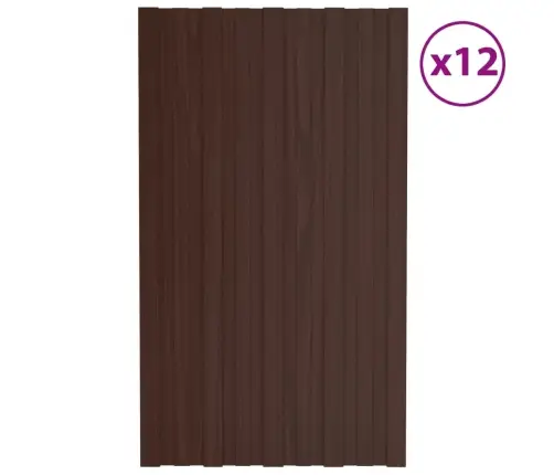 Katusepaneel 12 Tk, Tsingitud Terasest, Pruun, 80 X 45 Cm