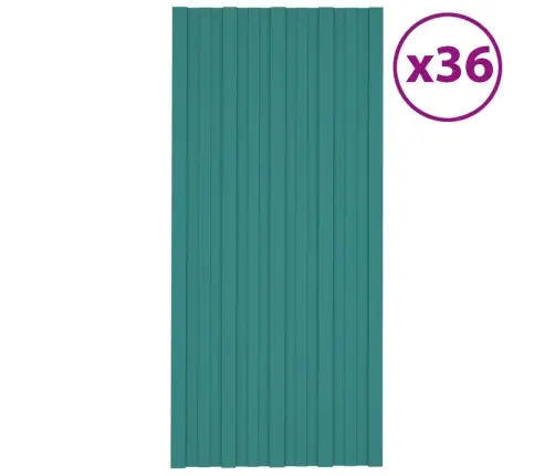 Jumta Paneļi, 36 Gab., Cinkots Tērauds, Zaļi, 100X45 Cm Vidaxl