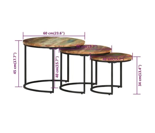 Kohvilauad 3 Tk, Taaskasutatud Puit