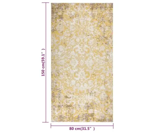 Āra Paklājs, Plakani Austs, 80X150 Cm, Dzeltens  Vidaxl
