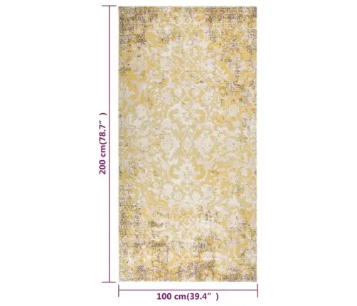 Āra Paklājs, Plakani Austs, 100X200 Cm, Dzeltens  Vidaxl