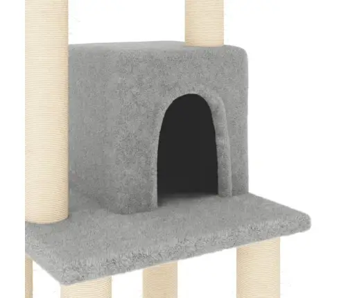 Kaķu Māja Ar Sizala Stabiem Nagu Asināšanai, 105 Cm, Pelēka Vidaxl
