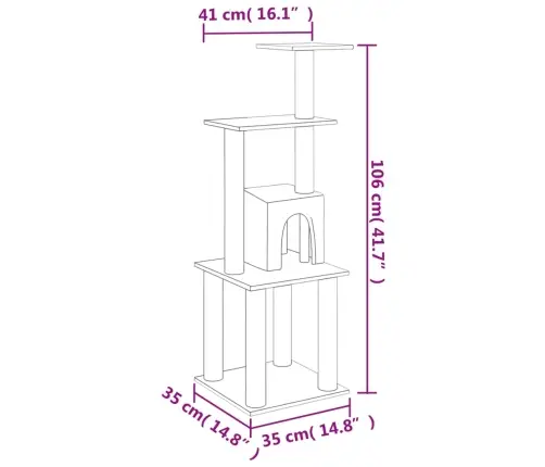 Kassimaja Sisalköitega Kraapimispuudega, Tumehall, 105 Cm