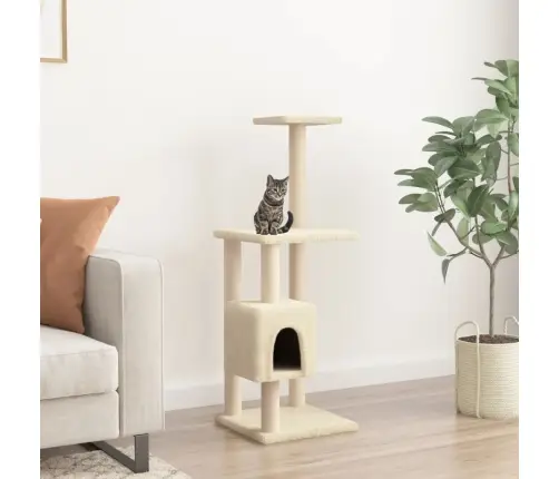 Kassimaja Sisalköitega Kraapimispuudega, Kreemjas, 104 Cm