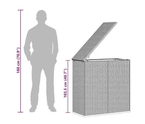 Dārza Spilvenu Kaste, 100X49X103,5 Cm, Pelēka Pe Rotangpalma Vidaxl