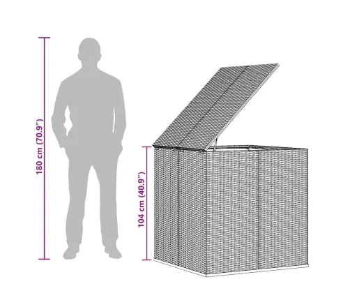 Sodo Dėžė Pagalvėlėms, Juoda, 100X97,5X104cm Pe Ratanas