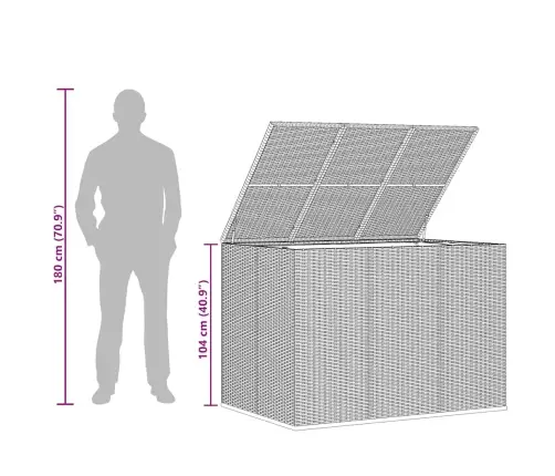 Dārza Spilvenu Kaste, 145X100X103 Cm, Pelēka Pe Rotangpalma Vidaxl