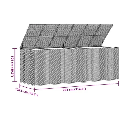 Sodo Dėžė Pagalvėlėms, Pilka, 291X100,5X104cm Pe Ratanas
