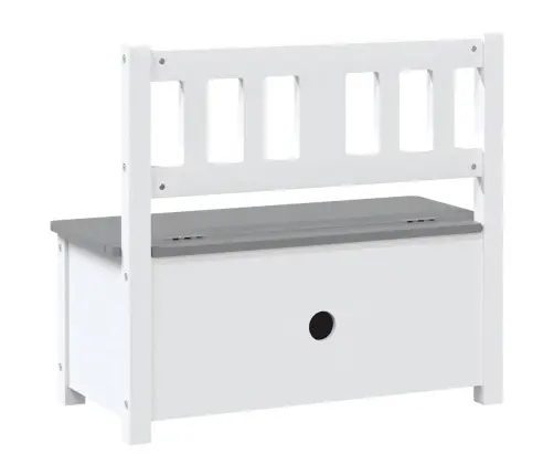 Bērnu Sols Ar Kasti, Balts Ar Pelēku, 60X30X55 Cm, Mdf Vidaxl
