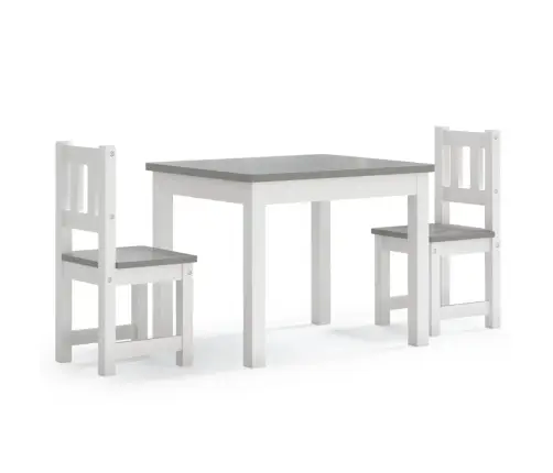 3-Daļīgs Bērnu Galda Un Krēslu Komplekts, Balts Ar Pelēku, Mdf Vidaxl