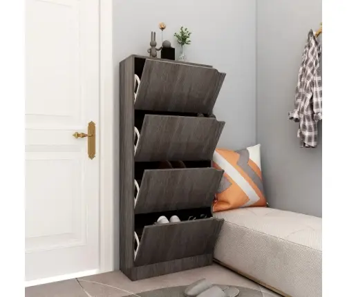 Spintelė Batams Su Durelėmis, Pilka, 59X24X136cm Mediena