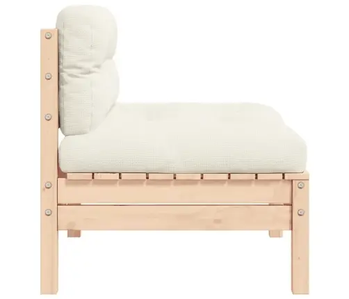 Dārza Vidējais Dīvāns, Krēmkrāsas Matrači, Priedes Masīvkoks Vidaxl