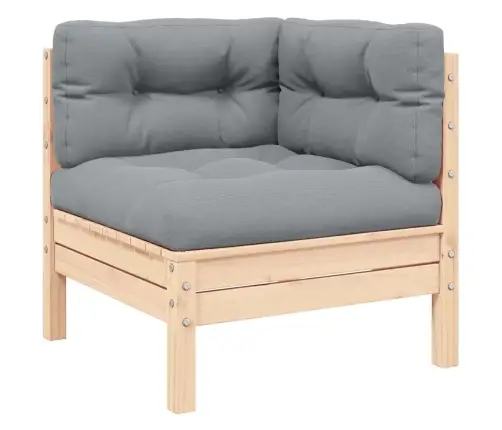 2-Vietīgs Dārza Dīvāns Ar Pelēkiem Spilveniem, Priedes Koks Vidaxl