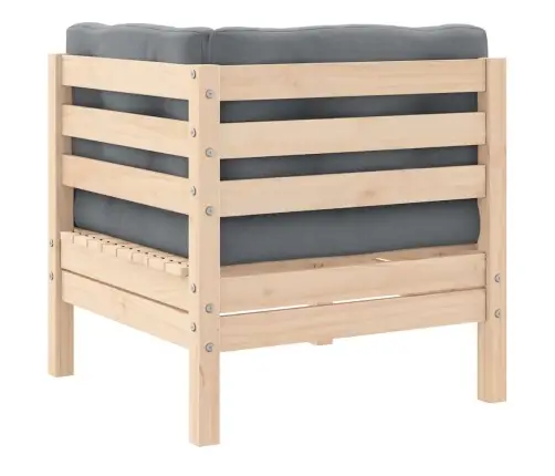 2-Vietīgs Dārza Dīvāns Ar Pelēkiem Spilveniem, Priedes Koks Vidaxl