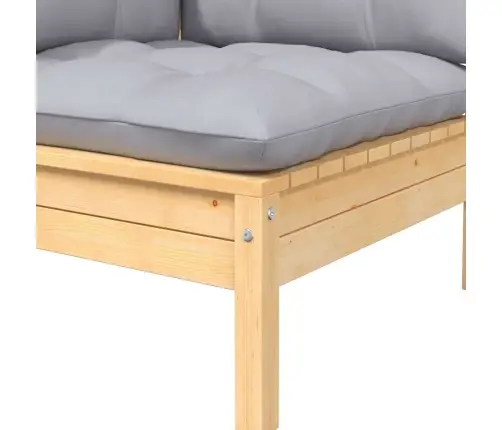 2-Vietīgs Dārza Dīvāns Ar Pelēkiem Spilveniem, Priedes Koks Vidaxl