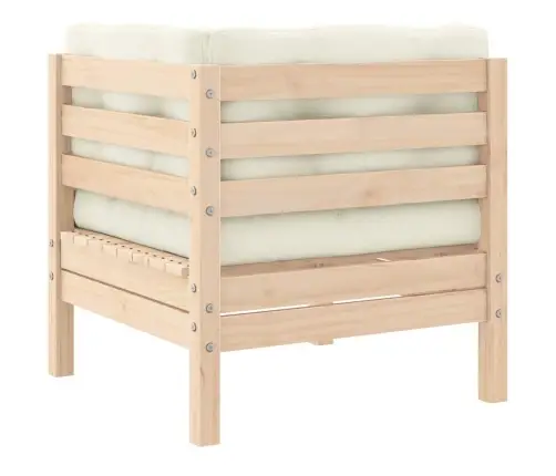 Dvivietė Sodo Sofa Su Kreminėmis Pagalvėlėmis, Pušies Masyvas