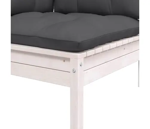 Dvivietė Sodo Sofa Su Pagalvėlėmis, Balta, Pušies Masyvas