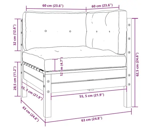 Dvivietė Sodo Sofa Su Pagalvėlėmis, Pilka, Pušies Masyvas