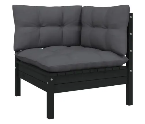 Dvivietė Sodo Sofa Su Pagalvėlėmis, Juoda, Pušies Masyvas