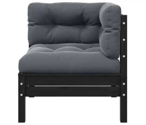 Dvivietė Sodo Sofa Su Pagalvėlėmis, Juoda, Pušies Masyvas