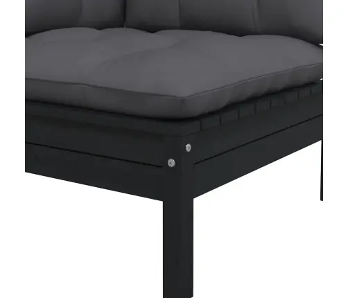 Dvivietė Sodo Sofa Su Pagalvėlėmis, Juoda, Pušies Masyvas