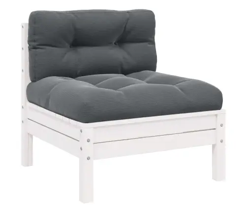 2-Vietīgs Dārza Dīvāns Ar Spilveniem, Balts Priedes Masīvkoks Vidaxl