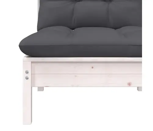 2-Vietīgs Dārza Dīvāns Ar Spilveniem, Balts Priedes Masīvkoks Vidaxl