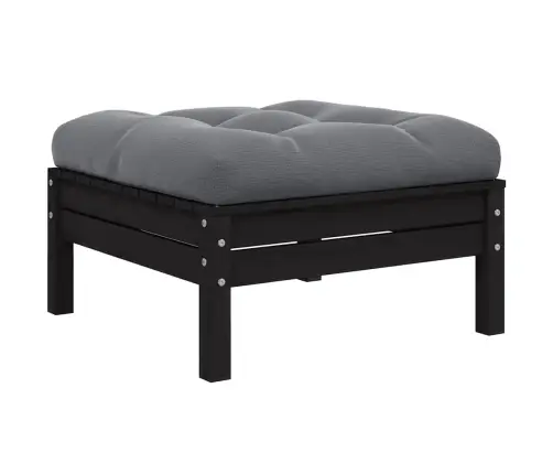 2-Vietīgs Dārza Dīvāns Ar Spilveniem, Melns Priedes Masīvkoks Vidaxl