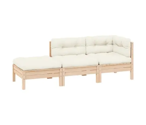 Sodo Komplektas Su Kreminėmis Pagalvėlėmis, 3 Dalių, Pušis Sodo Komplektas Su Kreminėmis Pagalvėlėmis, 3 Dalių, Pušis