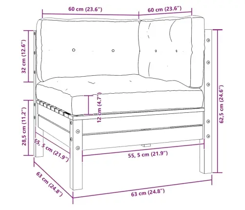 Sodo Komplektas Su Kreminėmis Pagalvėlėmis, 3 Dalių, Pušis Sodo Komplektas Su Kreminėmis Pagalvėlėmis, 3 Dalių, Pušis