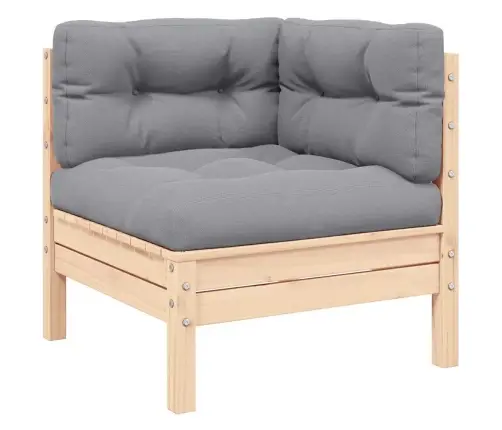 3-Daļīgs Dārza Mēbeļu Komplekts Ar Pelēkiem Matračiem, Priede Vidaxl