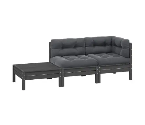 3-Daļīgs Dārza Atpūtas Mēbeļu Komplekts Ar Matračiem, Priede Vidaxl