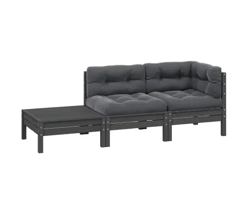 3-Daļīgs Dārza Atpūtas Mēbeļu Komplekts Ar Matračiem, Priede Vidaxl