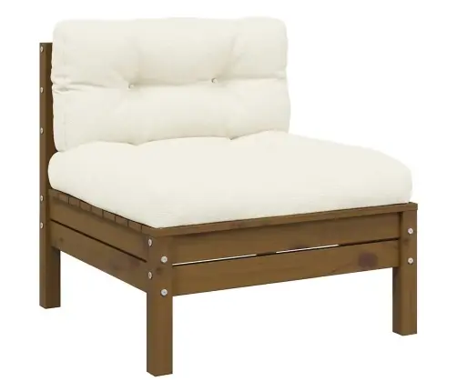 3-Daļīgs Dārza Mēbeļu Komplekts Ar Krēmkrāsas Matračiem, Priede Vidaxl