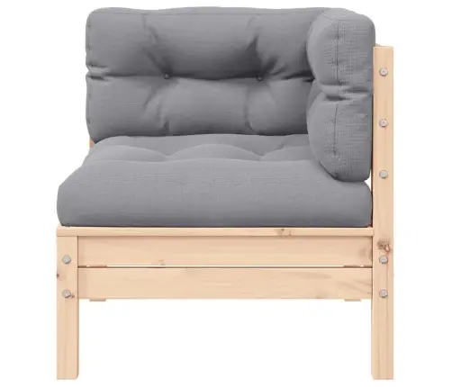 3-Osaline Aiamööblikomplekt Hallide Patjadega, Männipuit